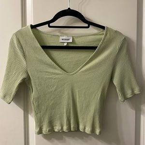 Weekday green ribbed crop top